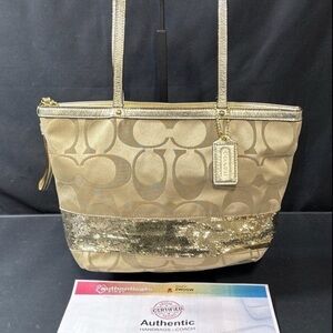 Coach Metallic Gold Signature Tote